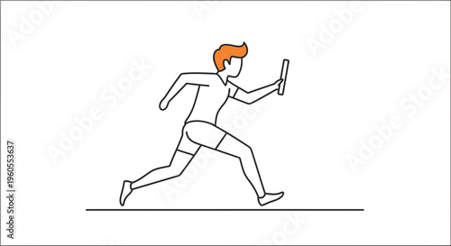 Athlete running with baton, relay race, sports, speed, competition, teamwork, track and field