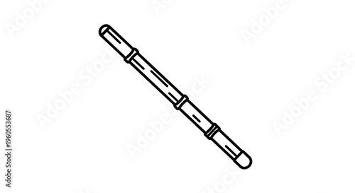 Bamboo Flute Icon, Simple Line Drawing of a Musical Instrument