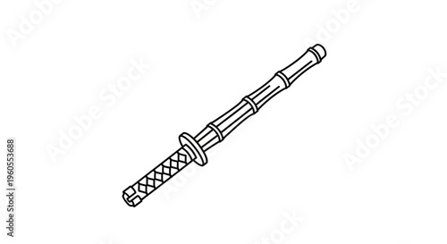 Bamboo Sword Icon, Japanese Katana Outline, Martial Arts Weapon Vector