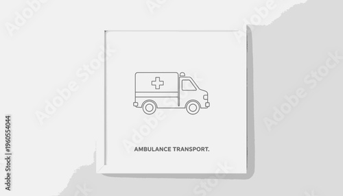 Ambulance transport icon, emergency medical vehicle line art, healthcare symbol