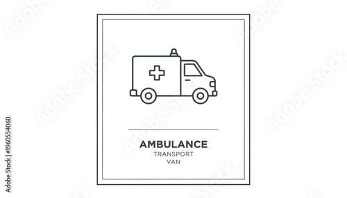 Ambulance Van Icon - Emergency Medical Transport Vehicle Line Art
