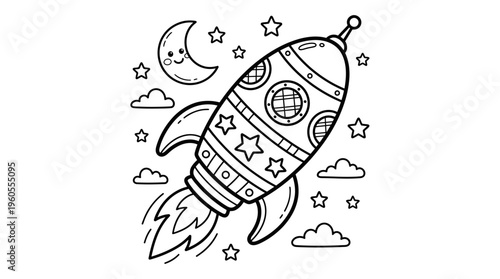 Colorful illustration of a rocket ship.