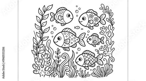 Group of fish swimming together underwater.