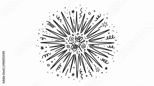 Abstract burst of lines and shapes depicting celebration or excitement in a minimalist style