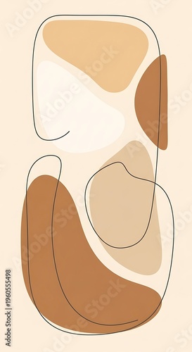 Brown and beige abstract shapes design.