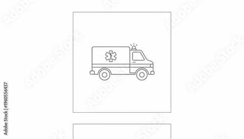 Ambulance icon, emergency medical service vehicle, simple line art illustration