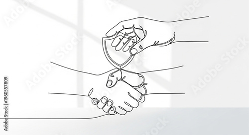 Handshake Line Drawing Business.