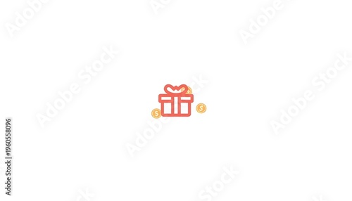 Free Download A vibrant red gift box with a bow and gold coins on a clean white background - GFXLoad