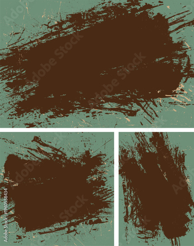 Set of three different grungy scratchy rusty backgrounds frame