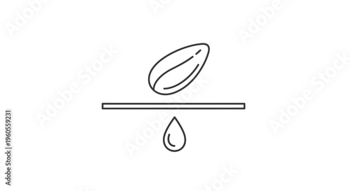 Almond oil extraction icon, natural ingredient, healthy food, beauty product, organic extraction process