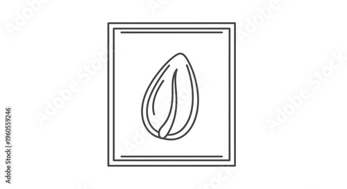Almond Seed Icon, Simple Line Art, Healthy Food Symbol, Organic Ingredient Graphic