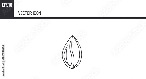 Almond seed icon, simple line drawing, healthy food symbol, organic nutrition element