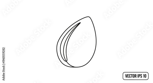 Almond Seed Outline Icon, Simple Line Art of a Nut, Healthy Food Ingredient