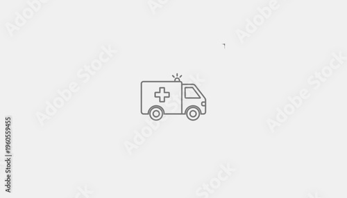 Ambulance Icon Line Art: Emergency Medical Vehicle Symbol on White Background
