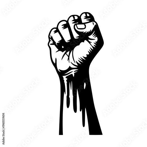 Dripping Raised Fist Vector Illustration