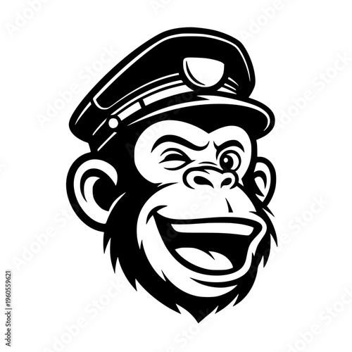 Winking Monkey Captain Illustration
