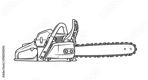 Black and White Chainsaw Illustration 1.