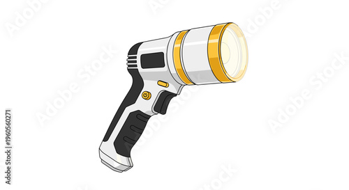 Handheld Flashlight with Yellow Accents.