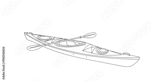 Simple Line Drawing of a Kayak.