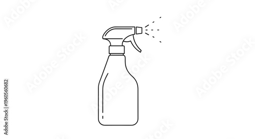 Simple Line Drawing of Spray Bottle.