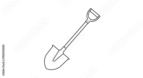 Simple Line Drawing of Shovel.