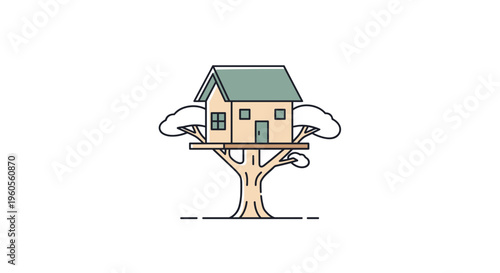 Treehouse Illustration Simple House Design.