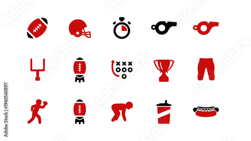 Collection of fitness and sports-related vector icons.