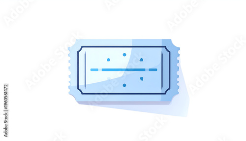 Light blue ticket with simple design and shadow indicating event or entry pass