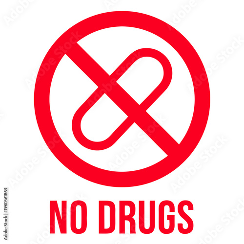 No Drugs Prohibition Circle Minimalist Vector Icon