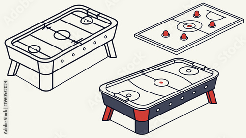 Vector flat air hockey icons. Collection of game elements for arcade games. Vector graphics for web design, presentations, infographics, and catalogs.