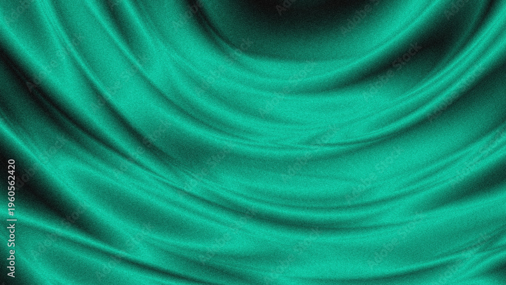 Obraz premium Abstract Teal Silk Fabric Texture with Grainy Satin Wave Background