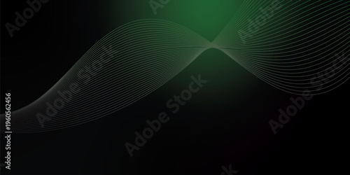 Luminous green and black gradient light waves rising smoothly from a deep shadowed base over a subtle grainy textured background with gentle glowing highlights, modern creative banner design.