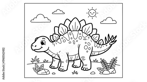 Stegosaurus dinosaur with spiky back.