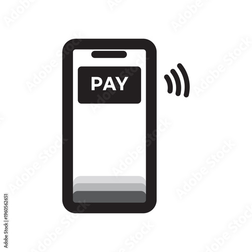 Mobile payment icon, contactless pay symbol, finance line vector