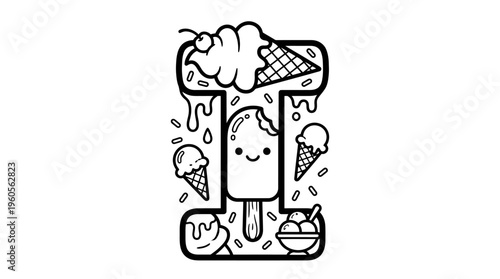 Colorful Ice Cream Treats Illustration.