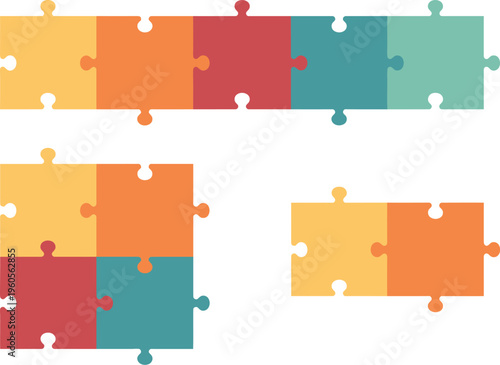 A colorful puzzle pieces illustration on a white background