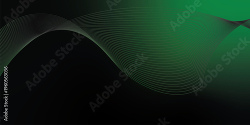Luminous green and black gradient light waves rising smoothly from a deep shadowed base over a subtle grainy textured background with gentle glowing highlights, modern creative banner design.