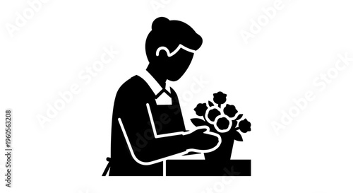 Florist Arranging Flowers in Shop.