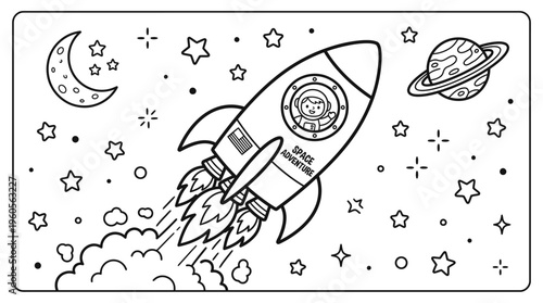 Space Rocket Launching into Orbit.