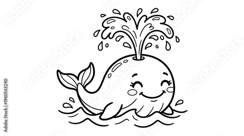 Smiling Whale in the Ocean Water.