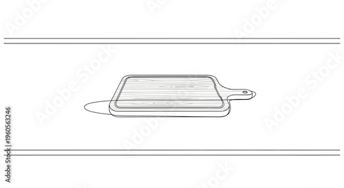 Minimalist wooden cutting board line art for kitchen design and culinary graphic themes