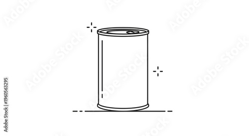 Minimalist outline illustration of a generic metal food or beverage container packaging icon