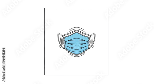 Essential blue protective face mask illustration for global health and safety measures