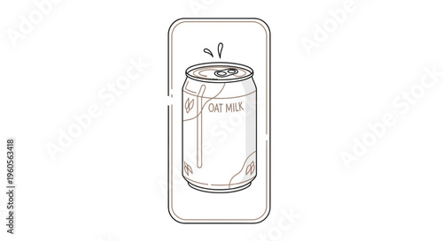 Refreshing oat milk beverage in a sleek aluminum can vector illustration for dairy-free goodness