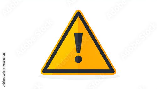 Yellow triangle hazard sign with black exclamation point alerting to potential danger