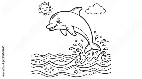 Dolphin jumping out of water smiling.