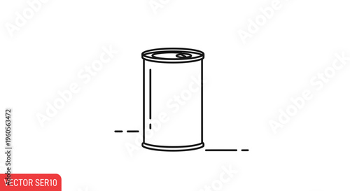 Modern minimalist outline illustration of a generic sealed cylindrical metal container for