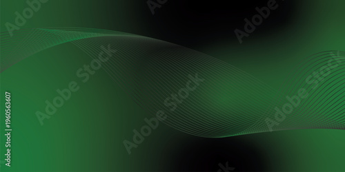 Luminous green and black gradient light waves rising smoothly from a deep shadowed base over a subtle grainy textured background with gentle glowing highlights, modern creative banner design.