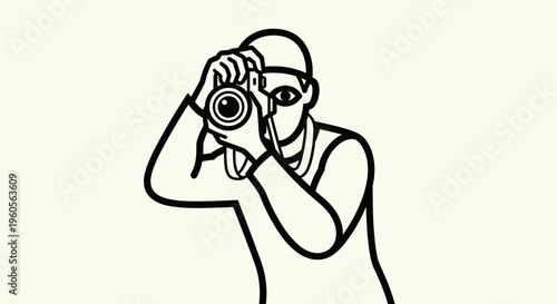 Man Holding Camera Taking Picture.