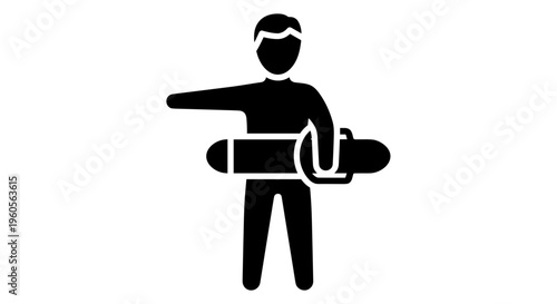 Man Holding Chainsaw Graphic Illustration.